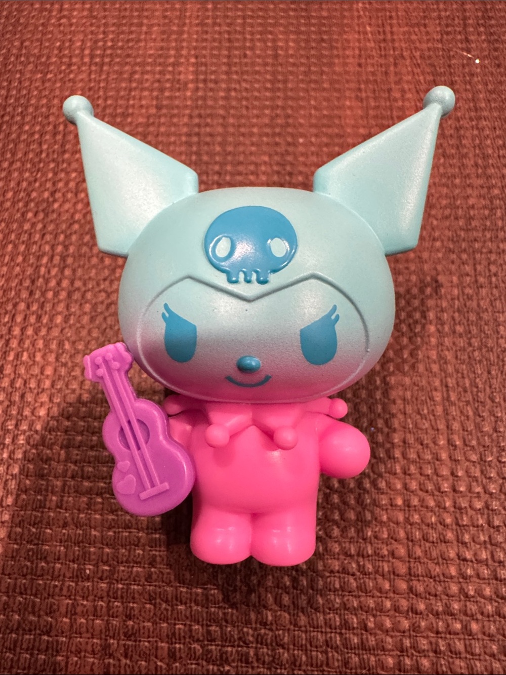 Kuromi-Inspired Purple and White Vinyl Figure with Pink & Green Accessory